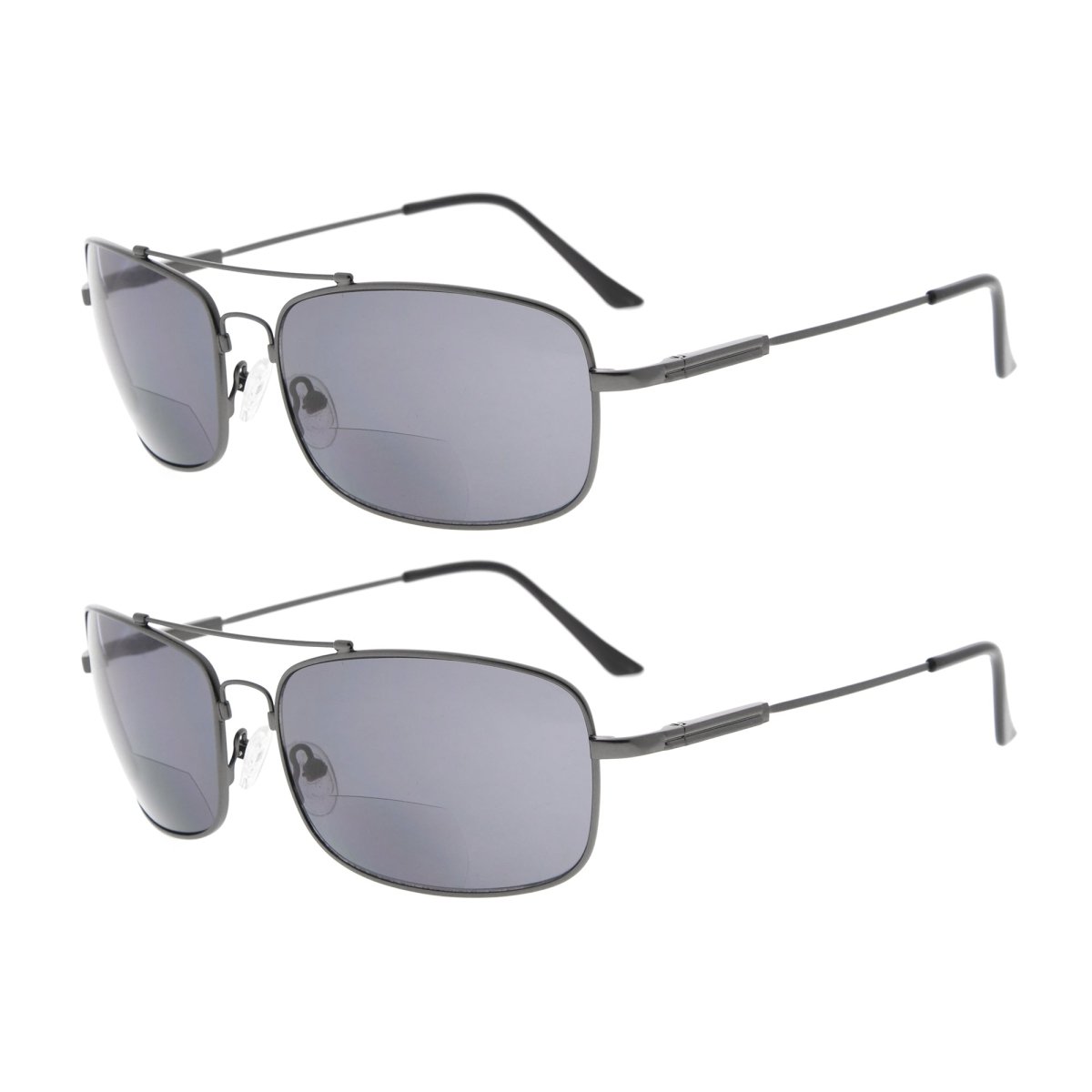 2 Pack Rectangle Metal Bifocal Reading Sunglasses Chic Readers SG1805eyekeeper.com