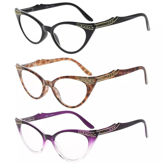 3 Pack Chic Readers Cat - eye Reading Glasses R914eyekeeper.com