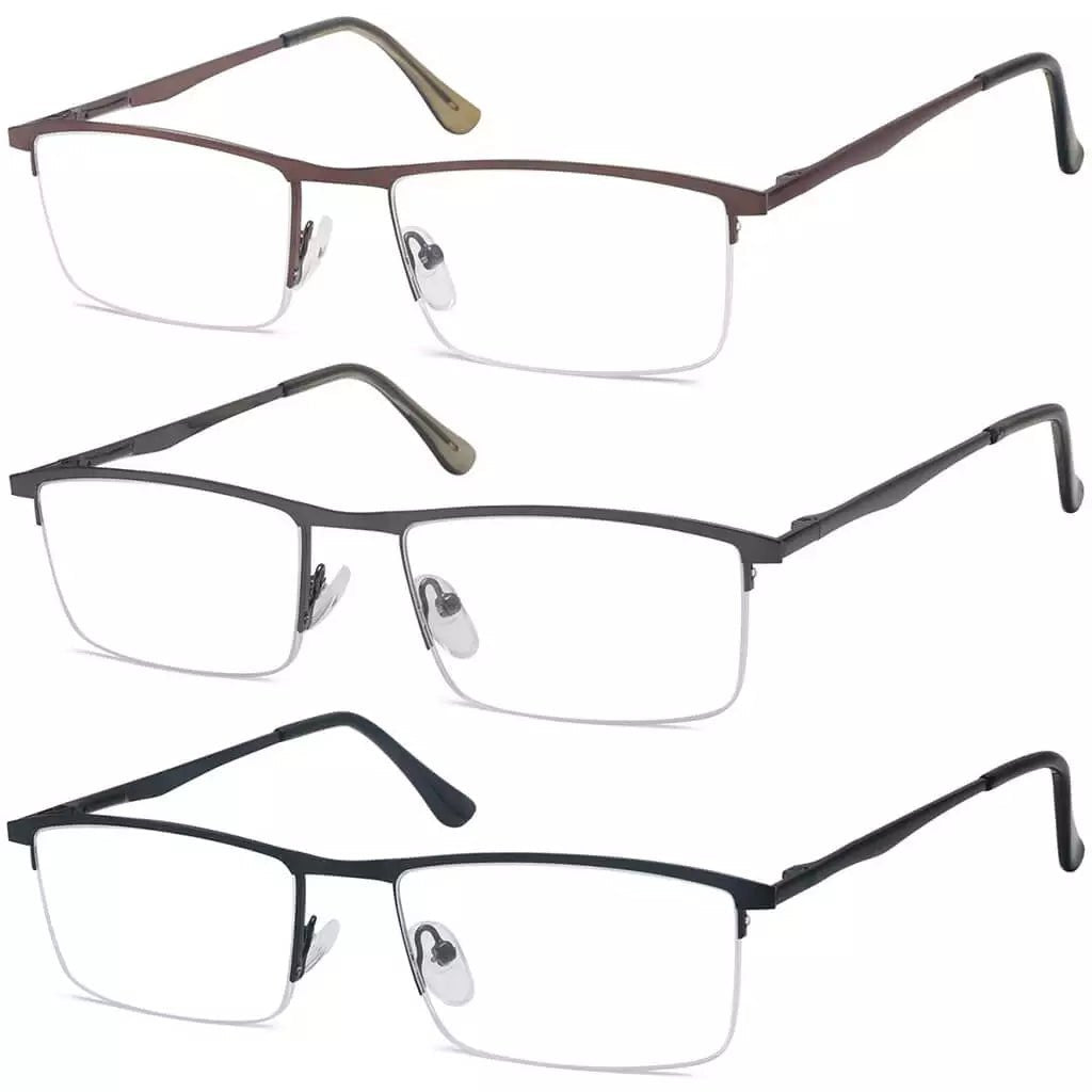 3 Pack Half - rim Metal Frame Reading Glasses R1614eyekeeper.com