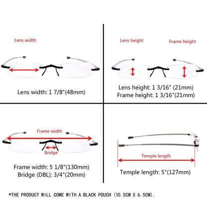 3 Pack Rimless Reading Glasses Foldable Readers R15081eyekeeper.com