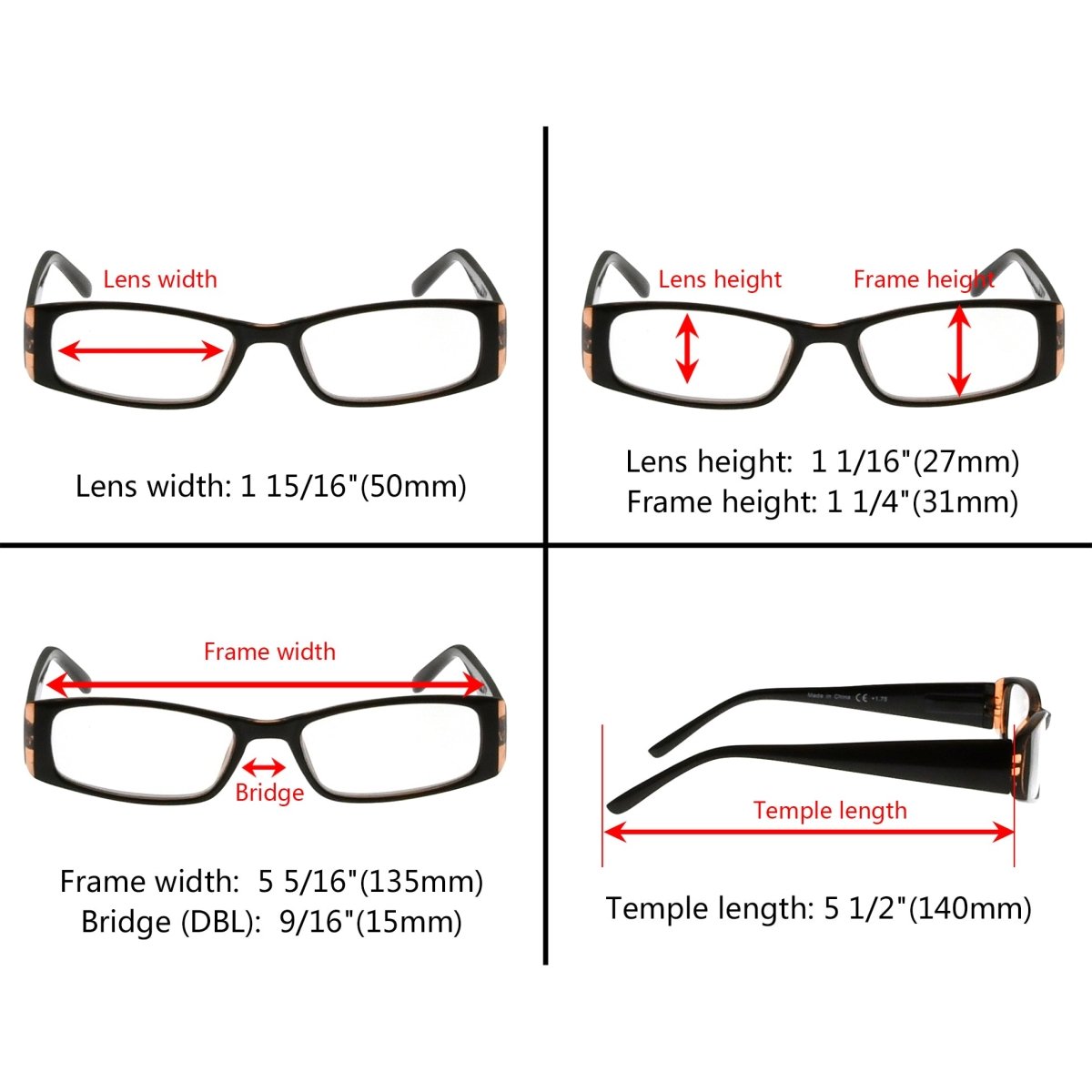 3 Pack Stylish Reading Glasses Comfort Spring Hinges Readers 3PKR006eyekeeper.com