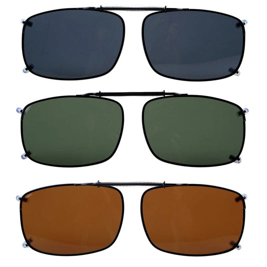 3 Pack Wide Lens Clip on Polarized Sunglasses C60(58MMx38MM)eyekeeper.com