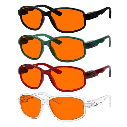 4 Pack 100% Blue Light Blocking Metalless Screwless Orange Amber Tinted Glasses N801BLeyekeeper.com