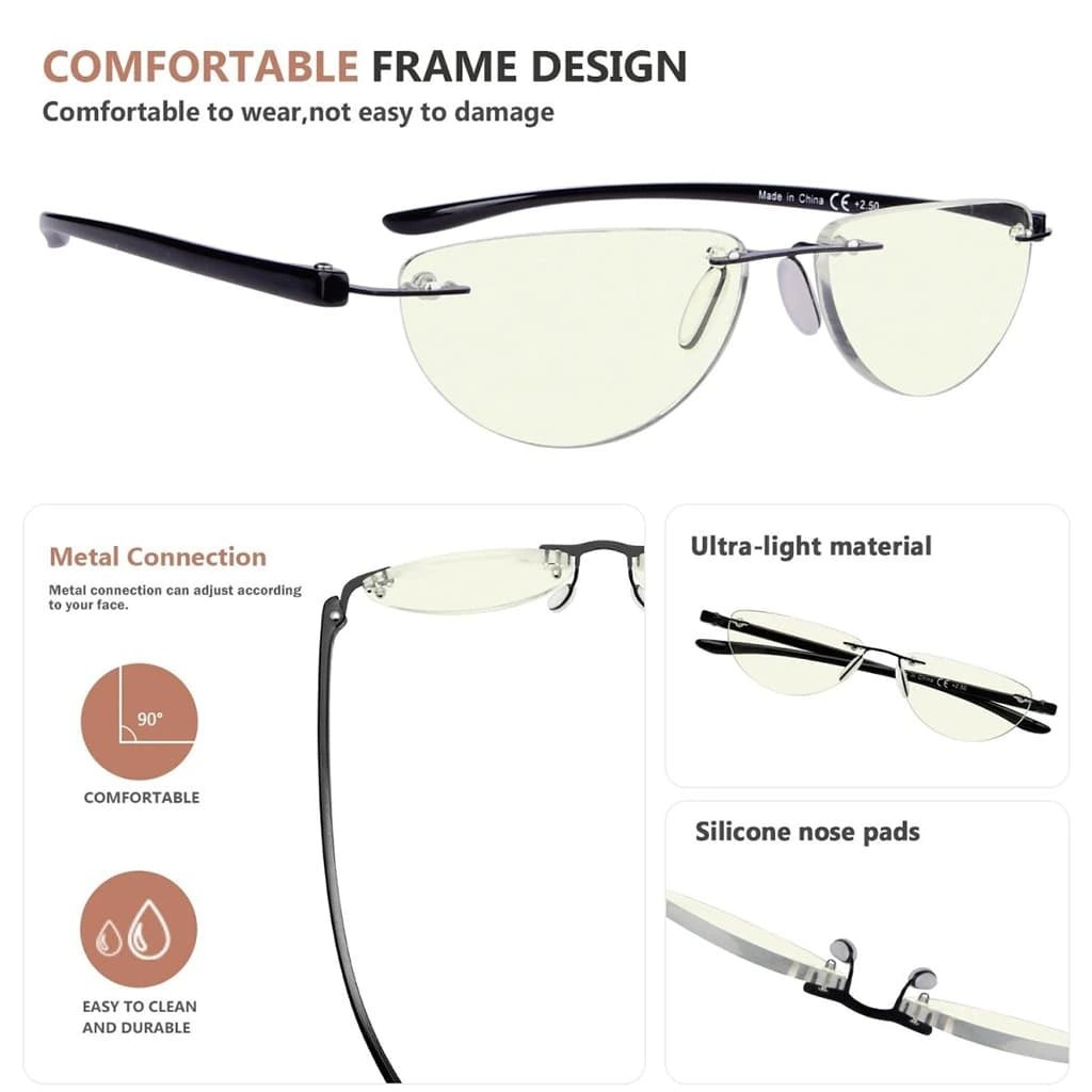 4 Pack Blue Light Reading Glasses Half Moon Style UVR2202eyekeeper.com