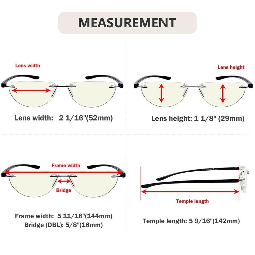 4 Pack Blue Light Reading Glasses Half Moon Style UVR2202eyekeeper.com