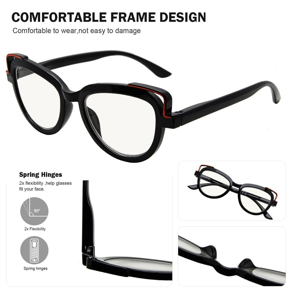 4 Pack Cat - eye Progressive Multifocal Readers M2113eyekeeper.com