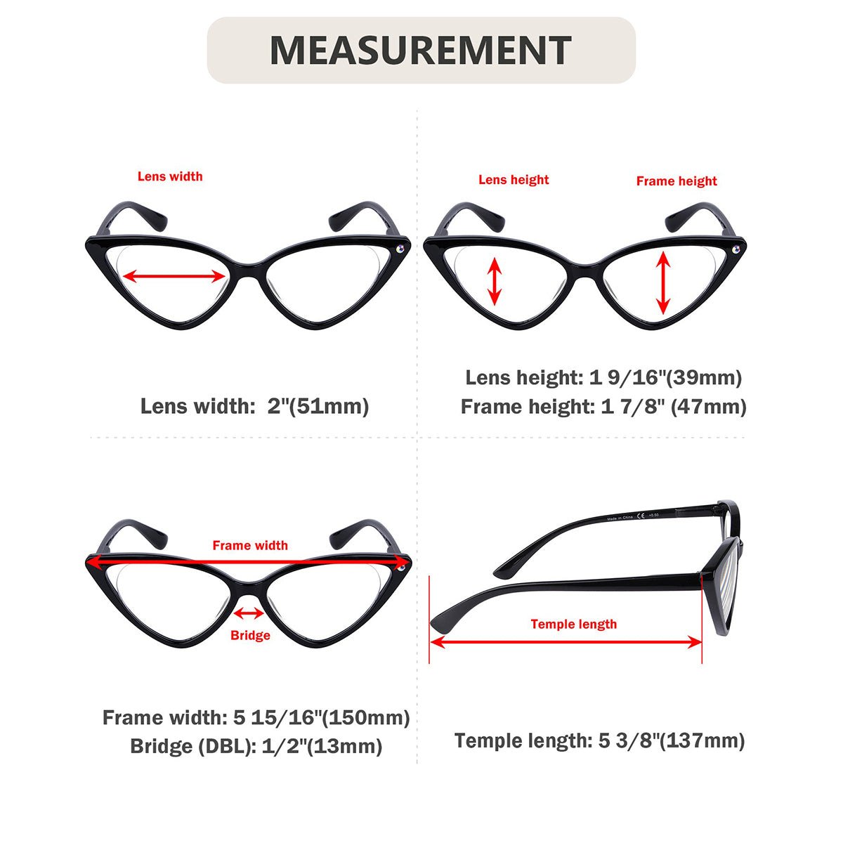 4 Pack Cat - eye Reading Glasses Stylish Readers R2134eyekeeper.com