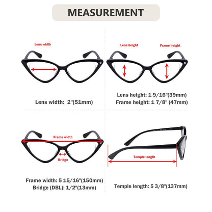 4 Pack Cat - eye Reading Glasses Stylish Readers R2134eyekeeper.com