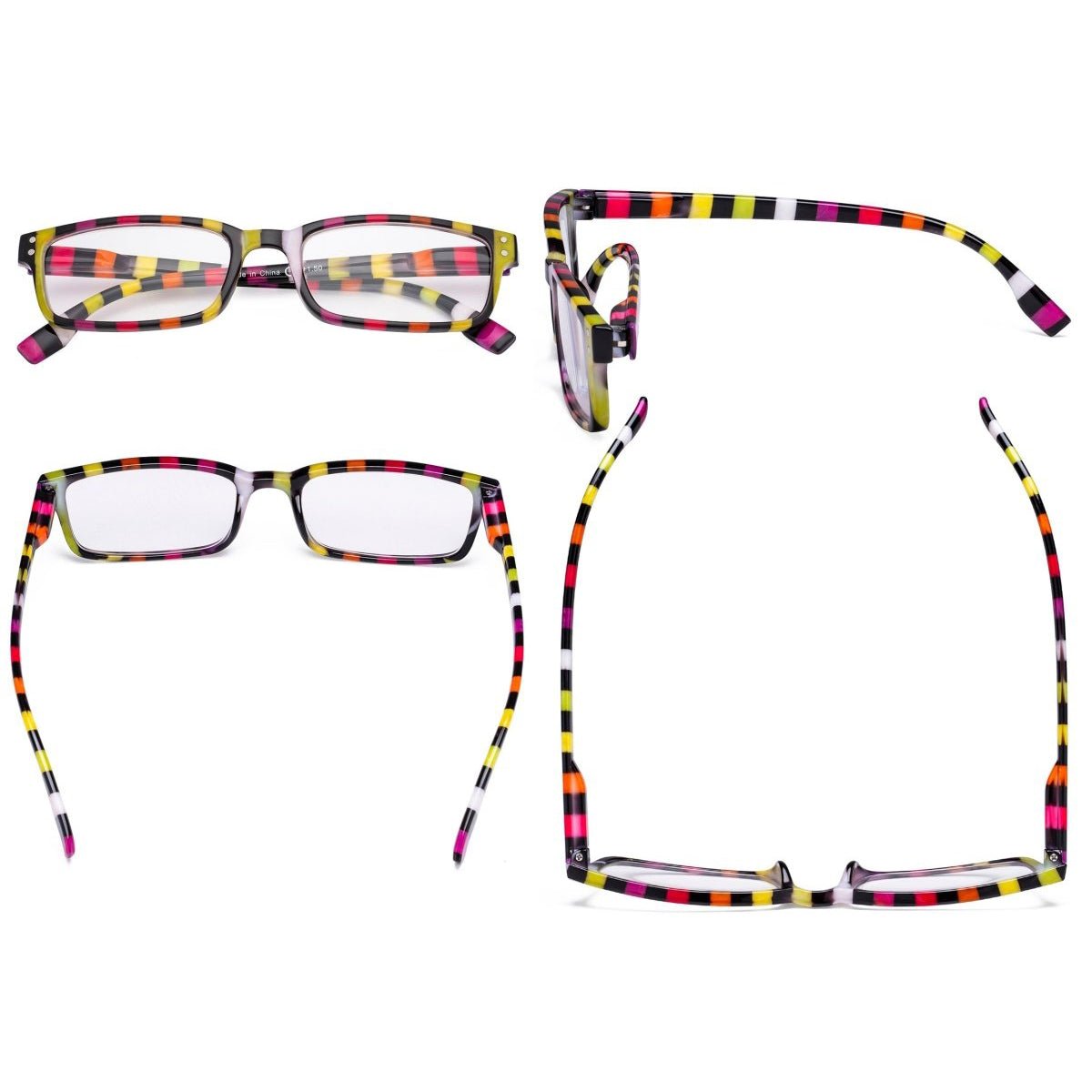 4 Pack Colorful Stripe Design Reading Glasses R097Seyekeeper.com