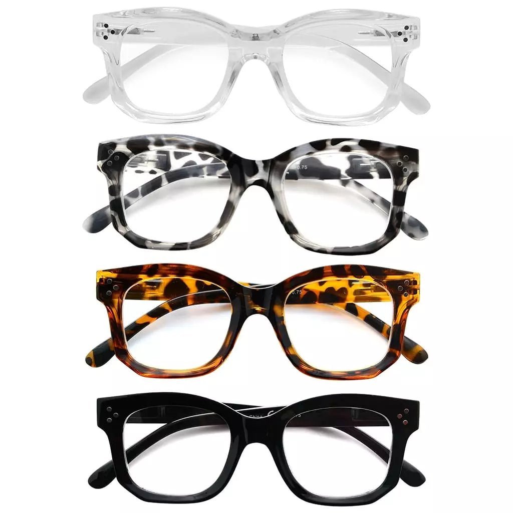 4 Pack Fashionable Reading Glasses Thicker Frame R2002eyekeeper.com