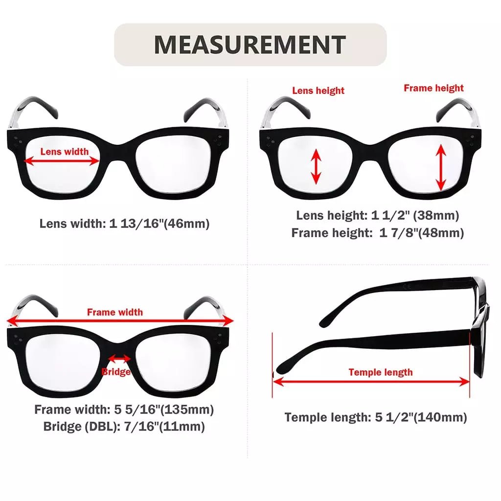 4 Pack Fashionable Reading Glasses Thicker Frame R2002eyekeeper.com