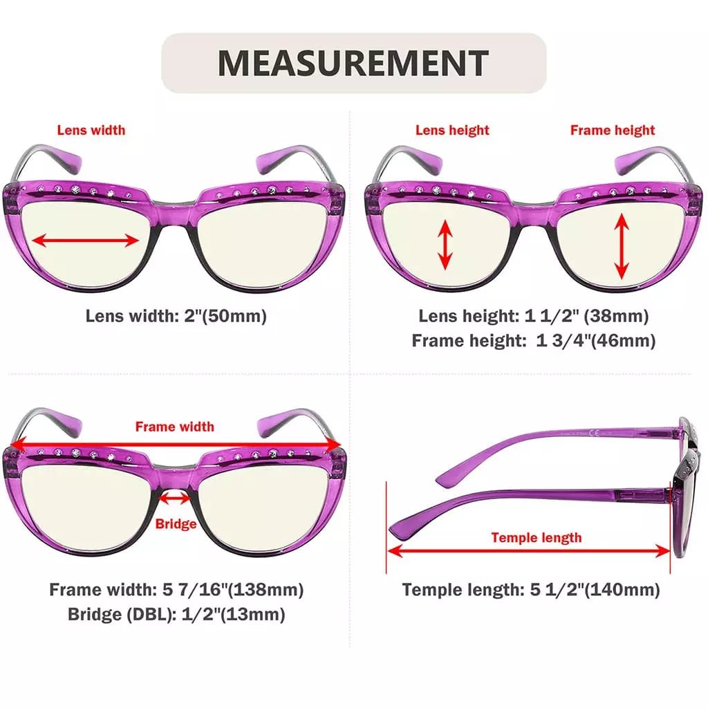 4 Pack Half Moon Blue Light Reading Glasses UV2018eyekeeper.com