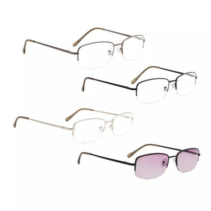 4 Pack Half - rim Metal Reading Glasses Include Sunglasses 3 - R15015eyekeeper.com