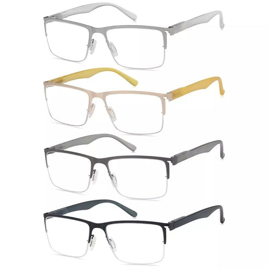 4 Pack Half - rim Reading Glasses Lightweight Metal Readers R2201eyekeeper.com
