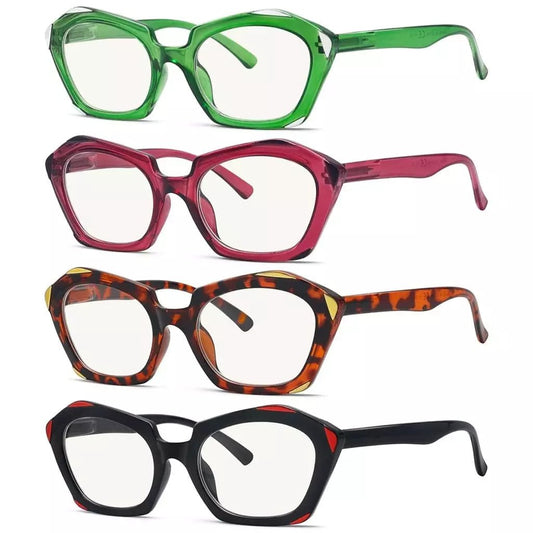 4 Pack Hexagon Progressive Multifocal Reading Glasses M2129eyekeeper.com