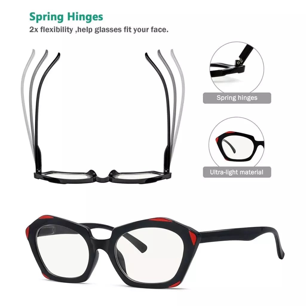 4 Pack Hexagon Progressive Multifocal Reading Glasses M2129eyekeeper.com