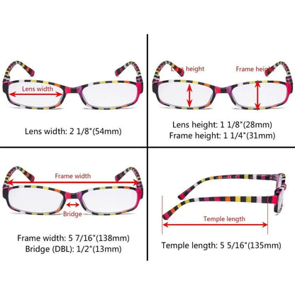 4 Pack Ladies Fashion Reading Glasses with Stripe Arms R908Seyekeeper.com