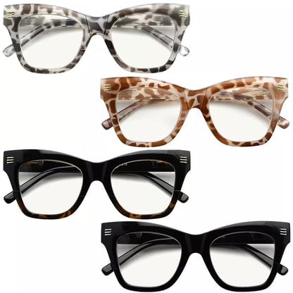 4 Pack Leopard Print Stylish Multifocus Reading Glasses M2111eyekeeper.com