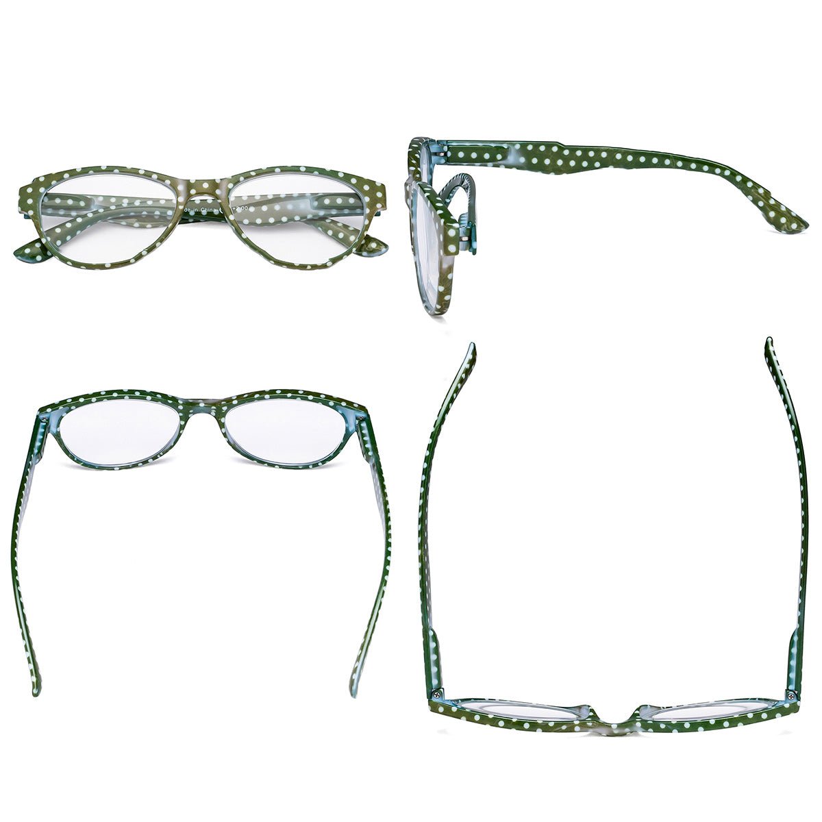 4 Pack Oval Cute Reading Glasses Colorful Polka Dots Readers R074Peyekeeper.com