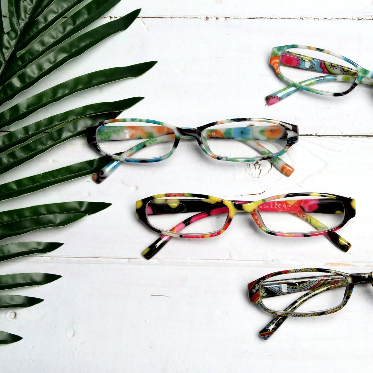 4 Pack Small Reading Glasses Funky Floral Pattern Readers R9104Feyekeeper.com