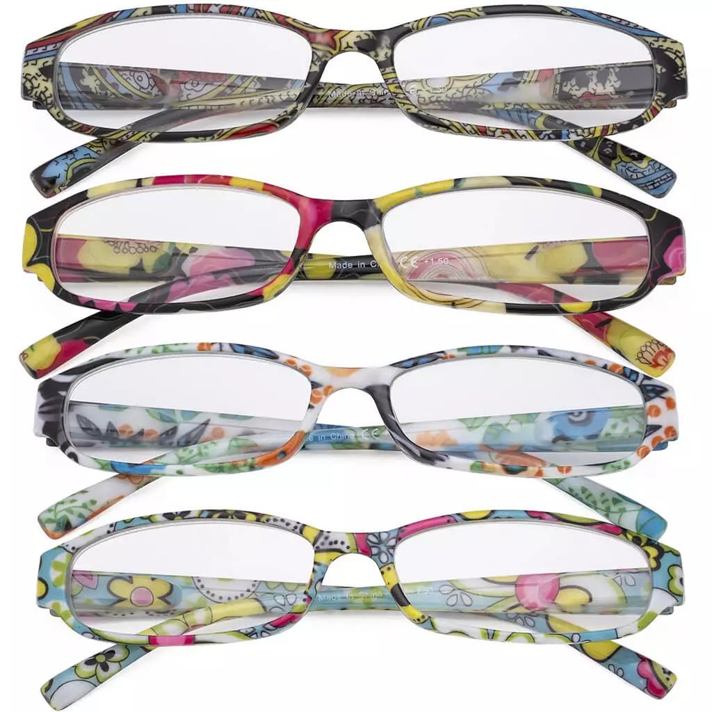 4 Pack Small Reading Glasses Funky Floral Pattern Readers R9104Feyekeeper.com