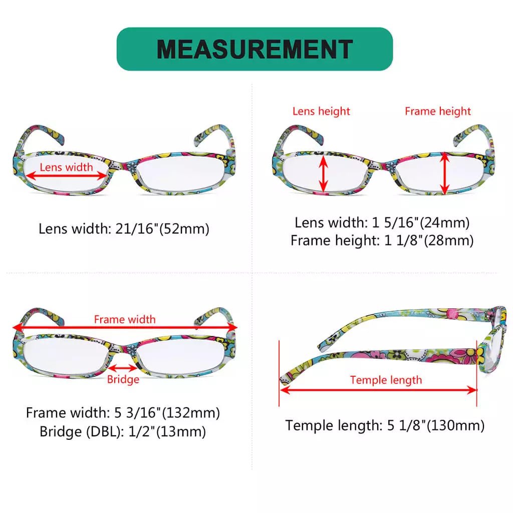 4 Pack Small Reading Glasses Funky Floral Pattern Readers R9104Feyekeeper.com