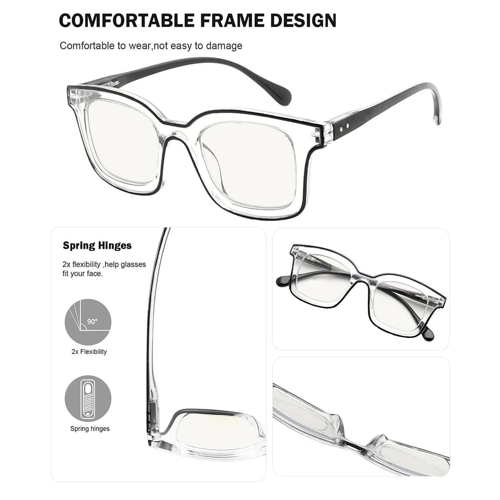 4 Pack Square Progressive Multifocus Reading Glasses M2105eyekeeper.com