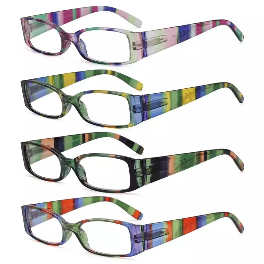 4 Pack Stripe Pattern Stylish Reading Glasses R040Seyekeeper.com