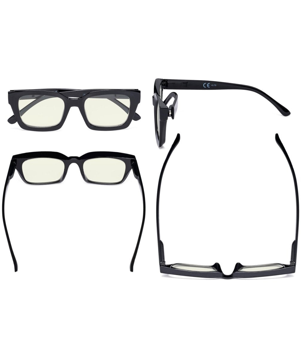 4 Pack Thicker Frame Blue Light Filter Reading Glasses UVR9106eyekeeper.com