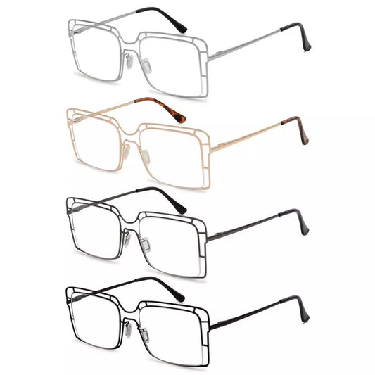 4 Pack Thin Metal Hollow Frame Reading Glasses R2301eyekeeper.com