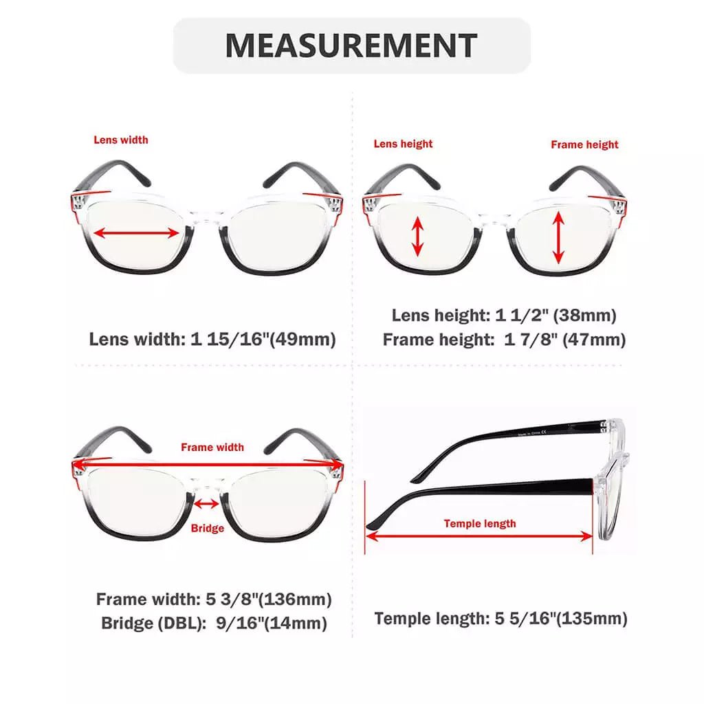 4 Pack Two Tone Progressive Multifocal Reading Glasses M2114eyekeeper.com