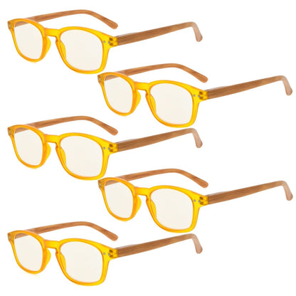 5 Pack Bamboo - look Temples Blue Light Filter Reading Glasses CG034eyekeeper.com