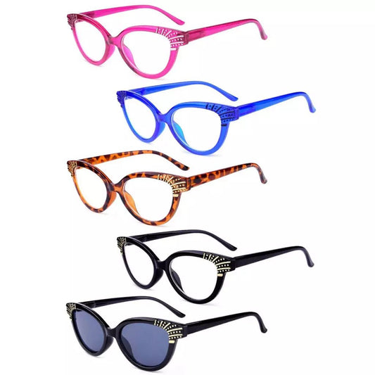 5 Pack Cat - eye Reading Glasses Chic Readers R2123eyekeeper.com