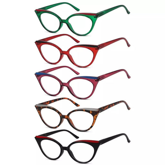 5 Pack Cat - eye Reading Glasses Trendy Readers R2125eyekeeper.com