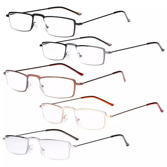 5 Pack Chic Rectangle Reading Glasses Stainless Steel R15004eyekeeper.com