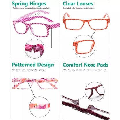 5 Pack Colorful Patterned Reading Glasses Fashionable Readers R066eyekeeper.com