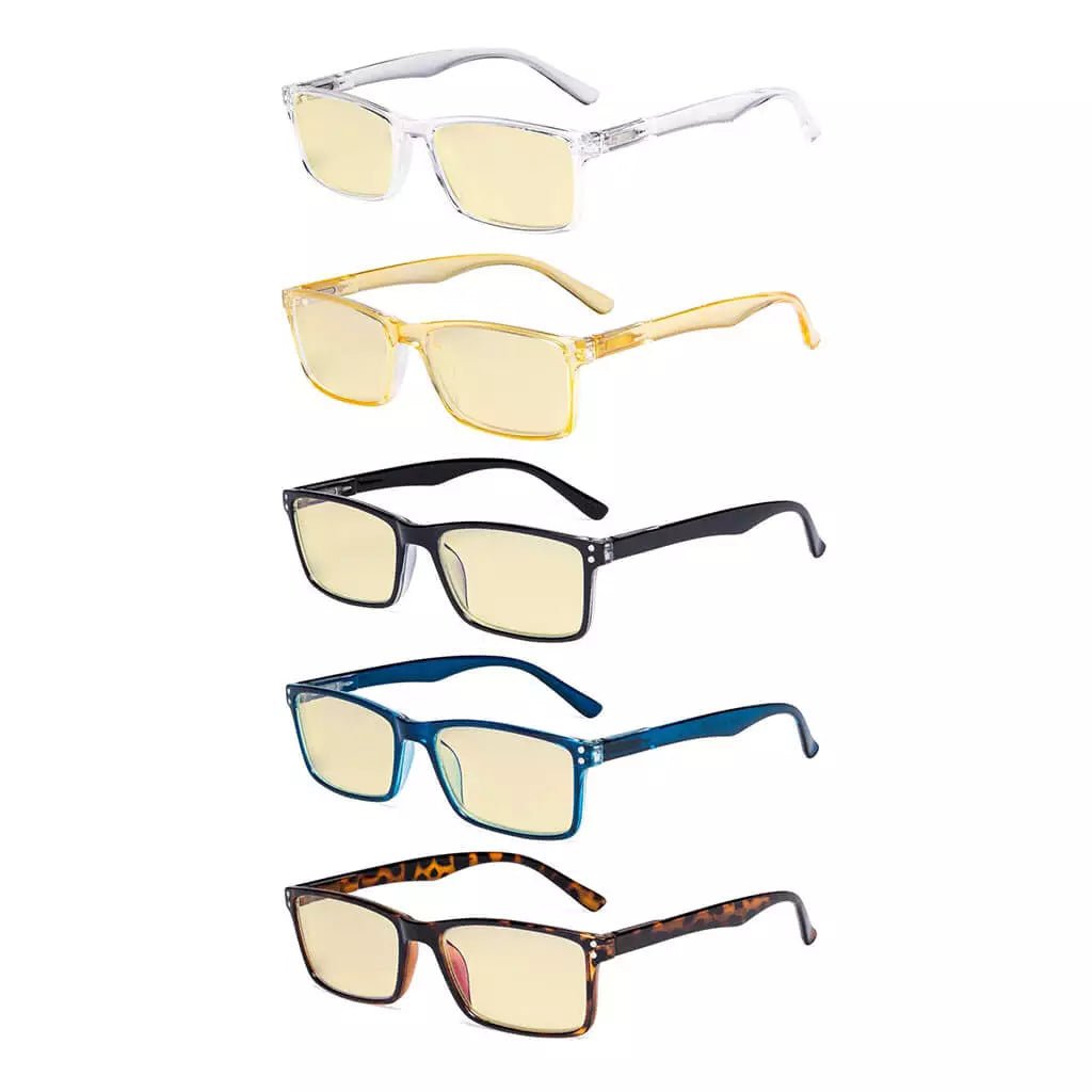 5 Pack Comfort Rectangle Blue Light Blocking Reading Glasses TM802eyekeeper.com