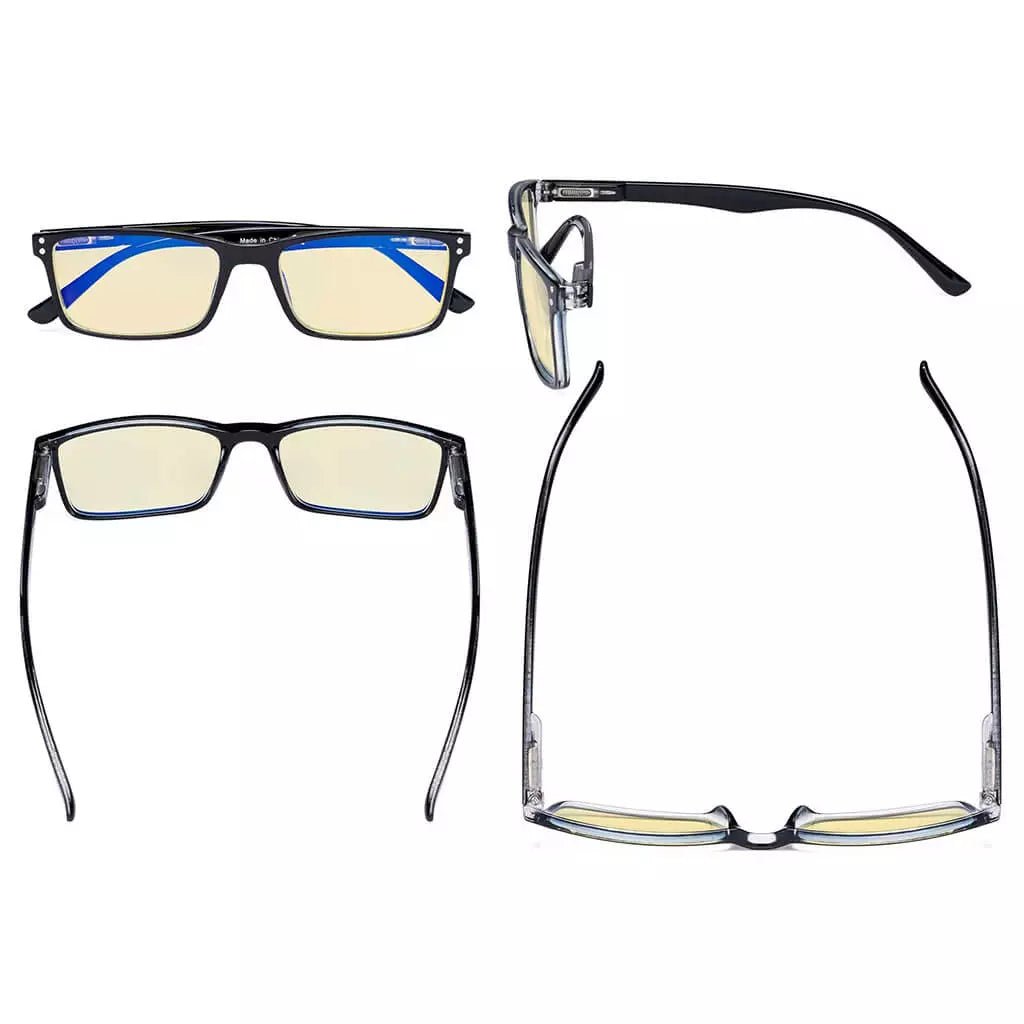 5 Pack Comfort Rectangle Blue Light Blocking Reading Glasses TM802eyekeeper.com