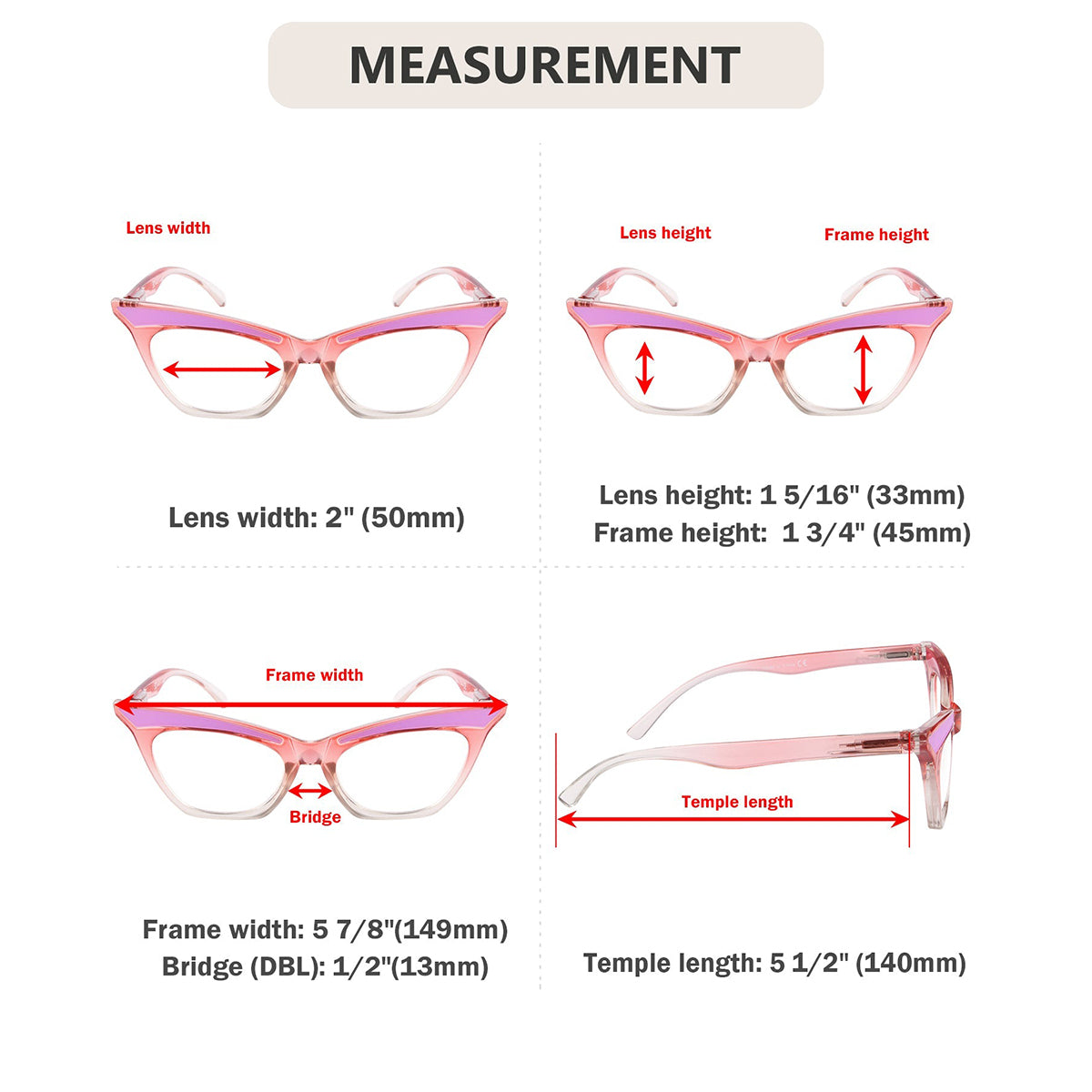 5 Pack Cute Cat Eye Reading Glasses for Women R2132