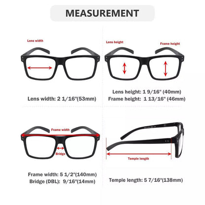 5 Pack Fashionable Large Frame Reading Glasses Rectangle Readers R2142eyekeeper.com