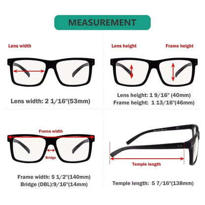 5 Pack Rectangle Progressive Multifocus Reading Glasses M2142eyekeeper.com