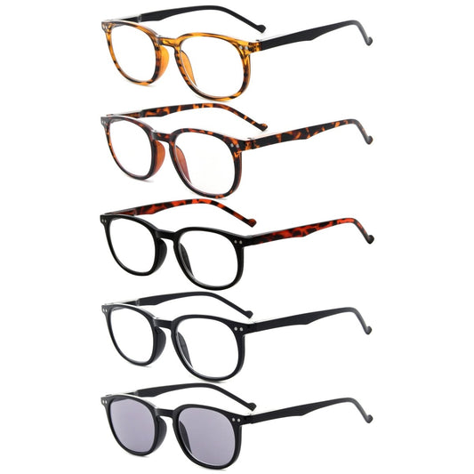 5 Pack Spring Hinges Reading Glasses Include Sunshine Readers R065eyekeeper.com