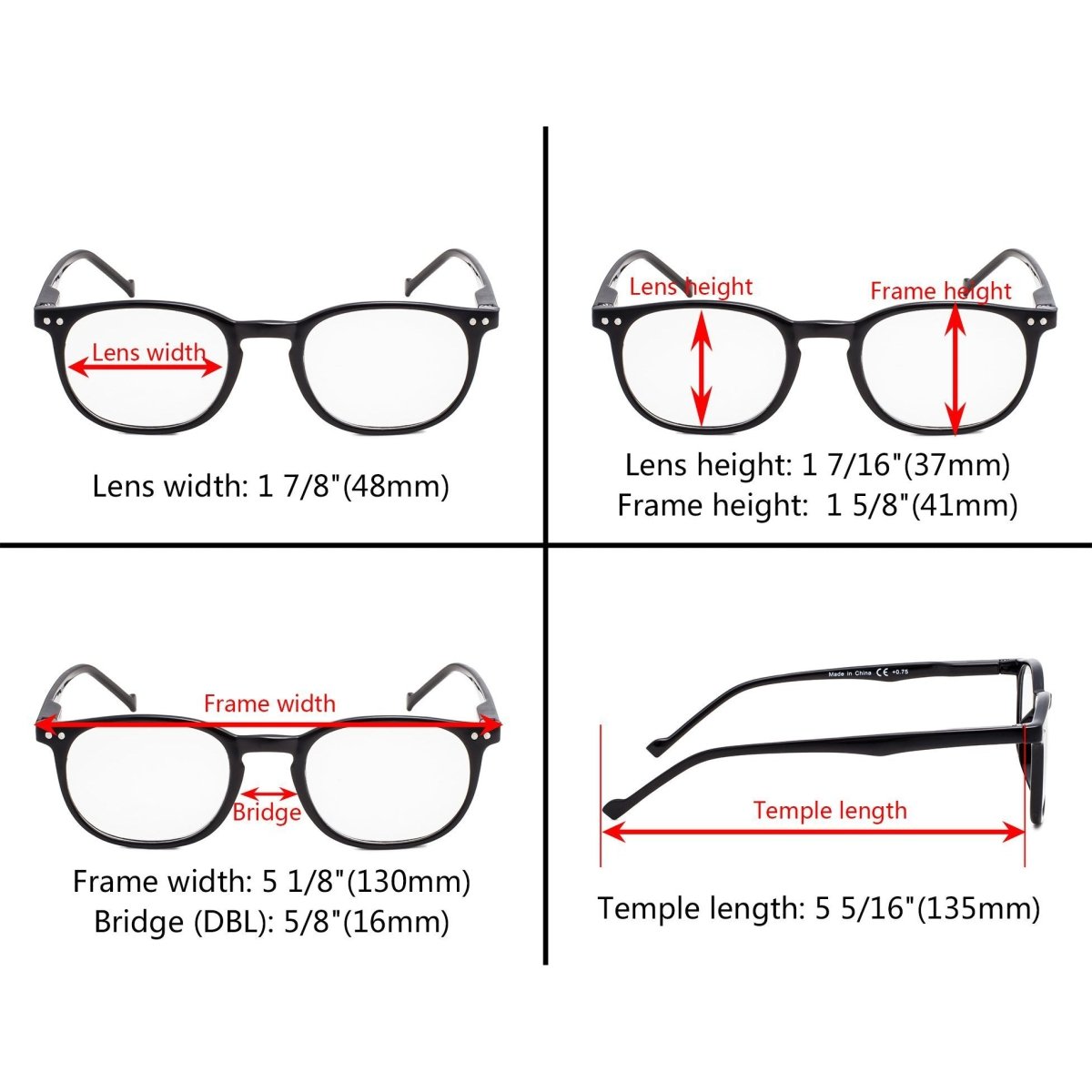 5 Pack Spring Hinges Reading Glasses Include Sunshine Readers R065eyekeeper.com