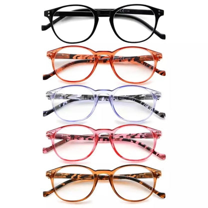5 Pack Stylish Cute Round Reading Glasses R9115Beyekeeper.com