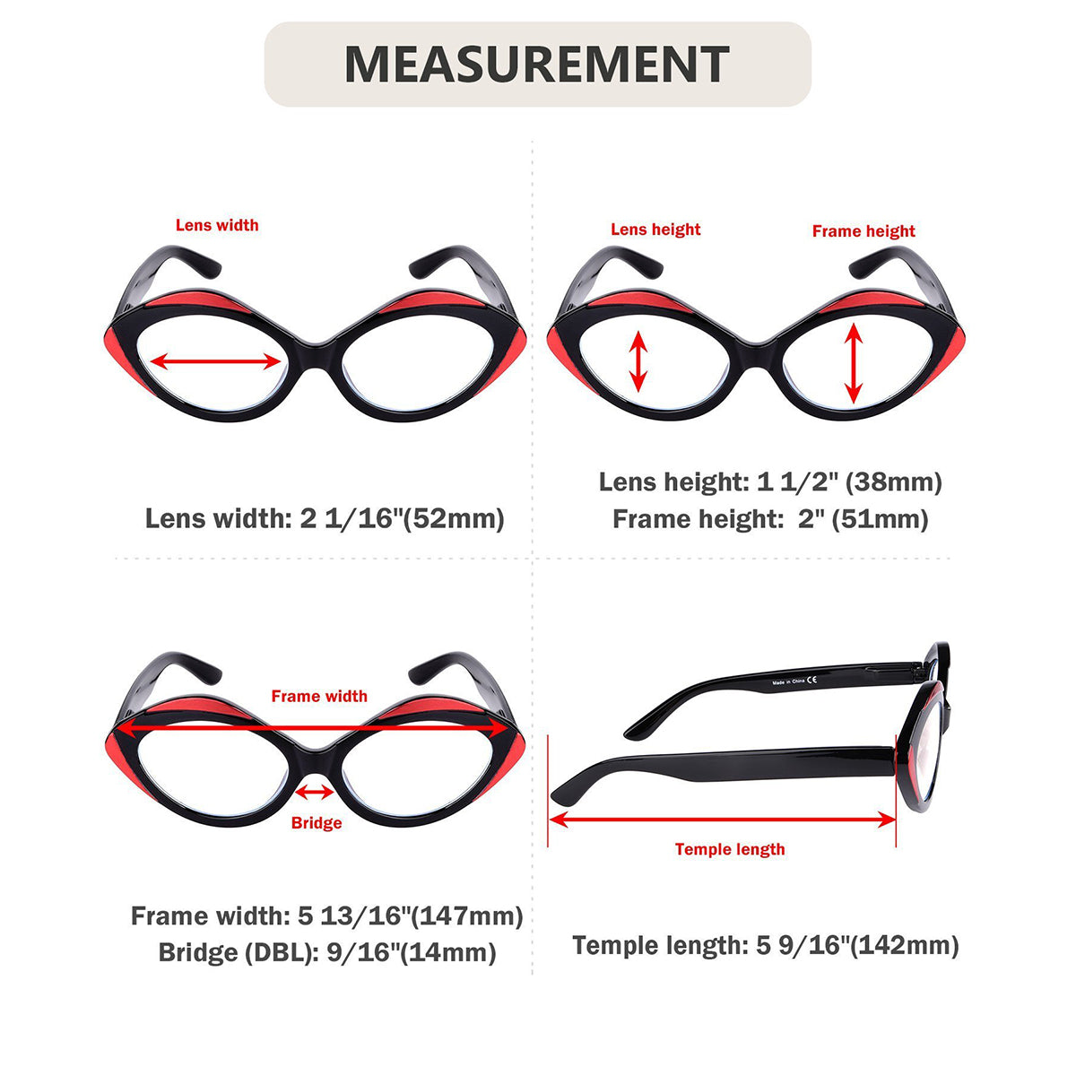 5 Pack Stylish Oval Reading Glasses for Women R2128