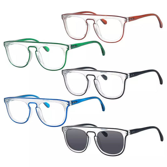 5 Pack Stylish Pilot Reading Glasses Double Color Readers R2122eyekeeper.com