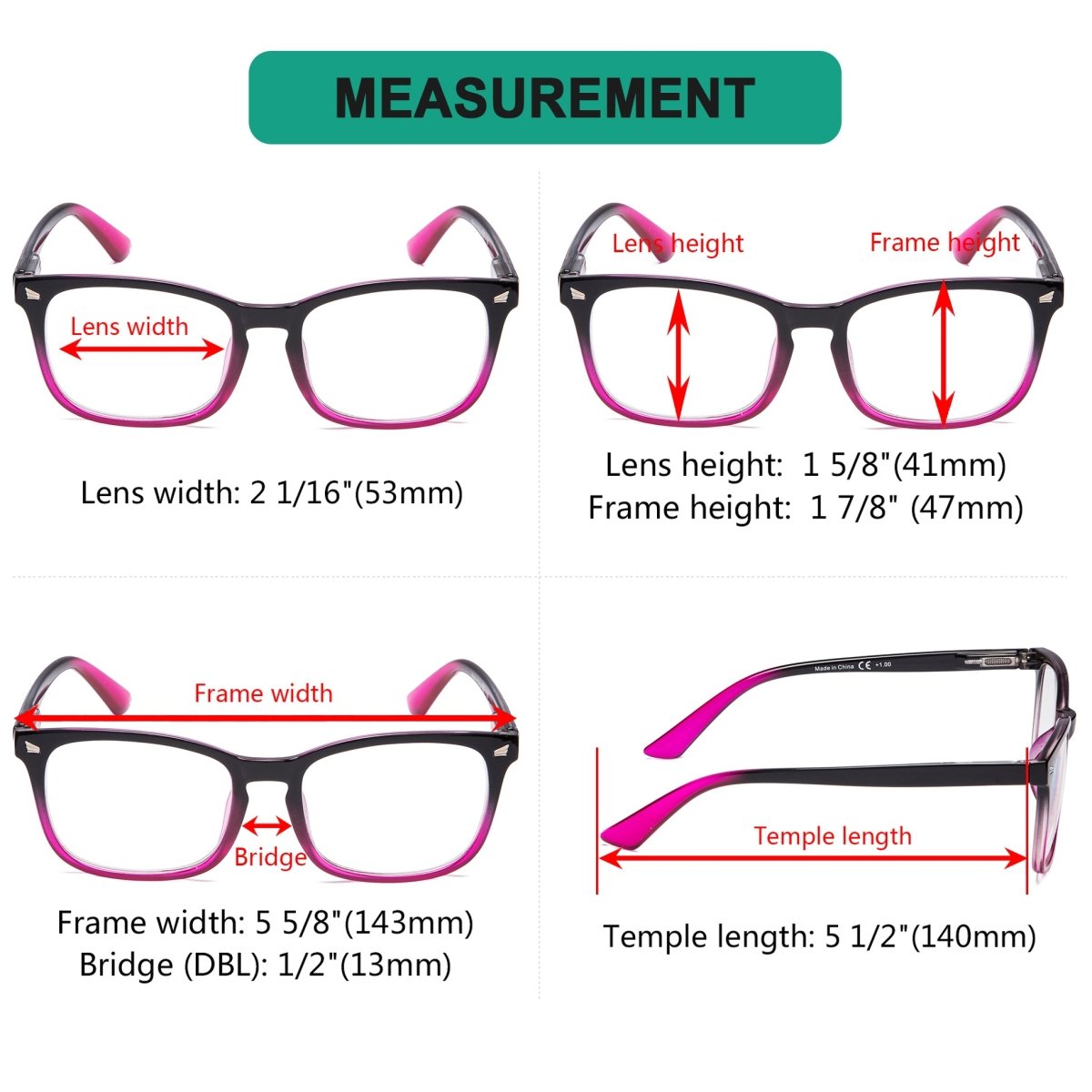 5 Pack Stylish Reading Glasses Pattern Arms Readers RT1801eyekeeper.com