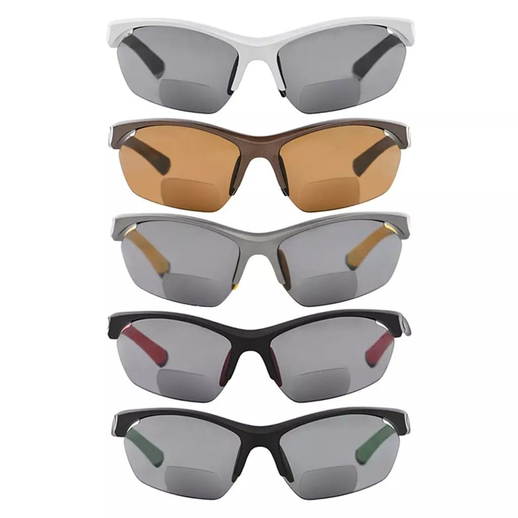 5 Pack TR90 Half Rim Sports Bifocal Sunglasses Sunshine Readers SG902eyekeeper.com