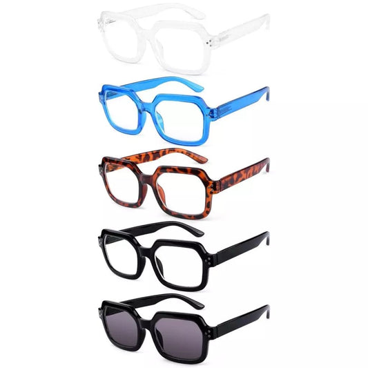 5 Pack Trendy Reading Glasses Polygon Readers R2130eyekeeper.com