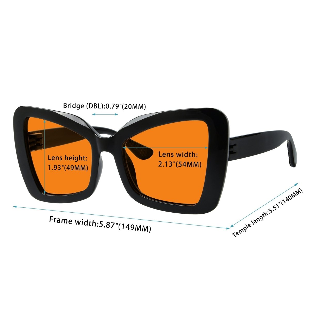 6 Pack 100% Blue Blocking Glasses Orange Lens Metalless Screwless Cat - eye R2315 - B98eyekeeper.com